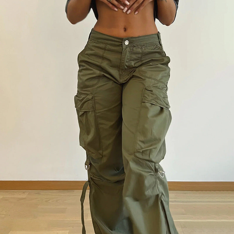 Washed Gray Baggy Cargo Jeans