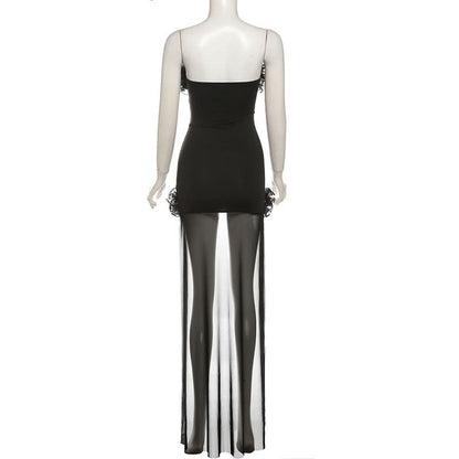 Ruffle mesh corset lace up mini dress  | Festival Outfits Women