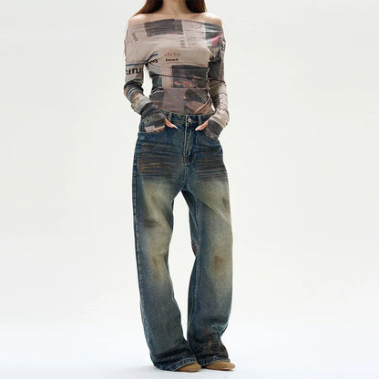 Distressed Baggy Ripped Denim Jeans