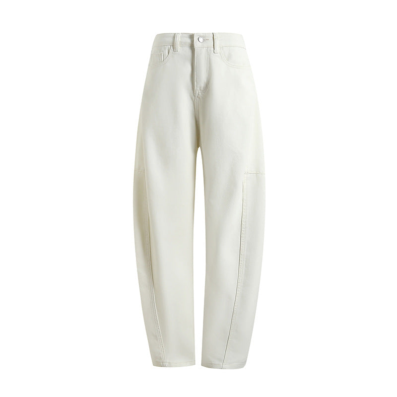 Versatile, Slim, Fashionable, Pioneering, Light Deconstruction, Split Tangent, Loose Curved Cocoon Jeans, Banana Pants for Women 4001