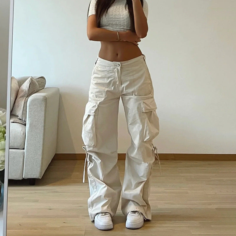 Washed Gray Baggy Cargo Jeans