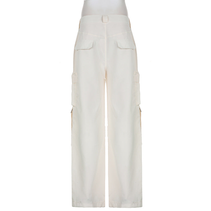Washed Gray Baggy Cargo Jeans