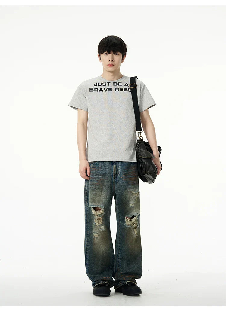 Distressed Baggy Ripped Denim Jeans