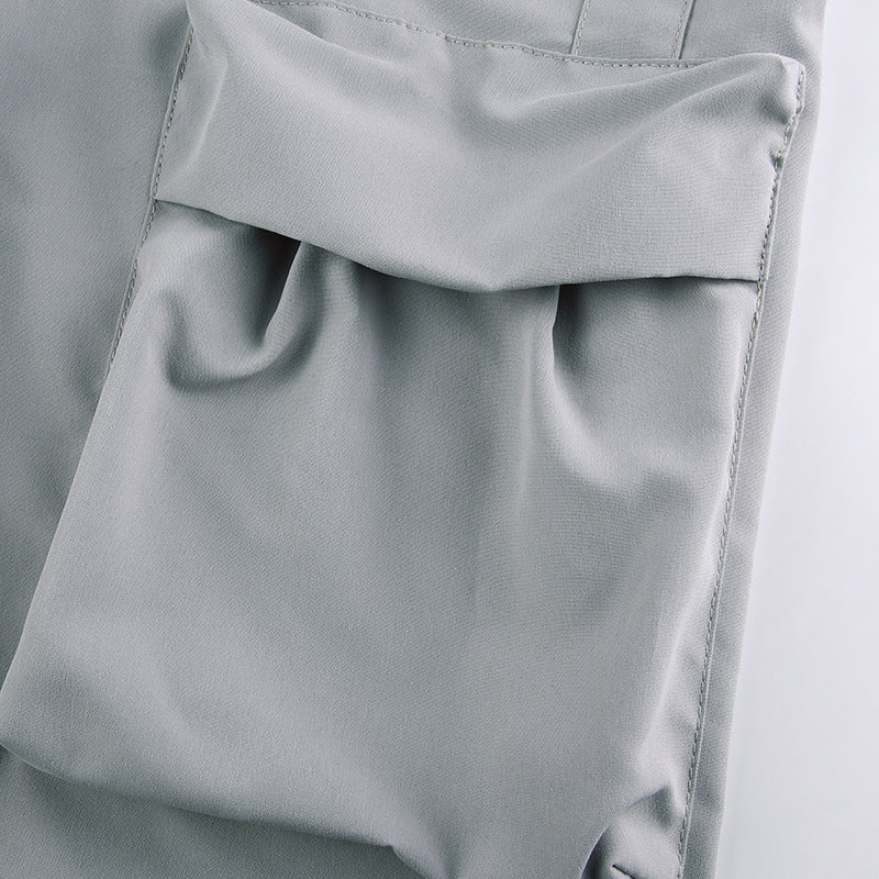 Washed Gray Baggy Cargo Jeans