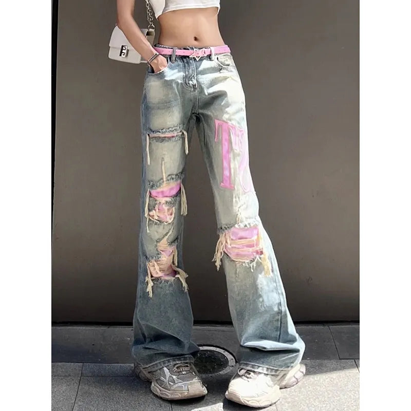 Women's Retro Wide Leg Ligh Wash Ripped Jeans | Great for All Seasons