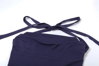 Sexy Backless Spring Mini Dress Women Square Collar Patchwork Bandeau Fashion Solid 2025 New Dress Female Bodycon Dress