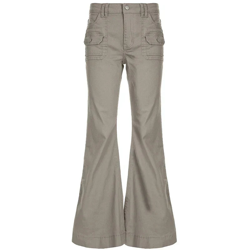Slim Fit Simple Flared Pants Women High Fashion Causal England Style All-Match Basic Jeans Classical Clothing