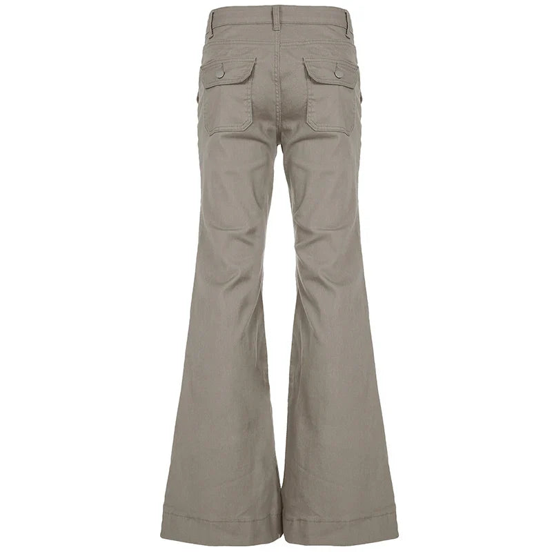 Slim Fit Simple Flared Pants Women High Fashion Causal England Style All-Match Basic Jeans Classical Clothing