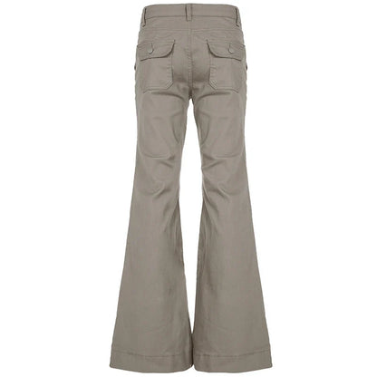 Slim Fit Simple Flared Pants Women High Fashion Causal England Style All-Match Basic Jeans Classical Clothing