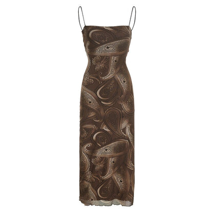 Voguable  Brown Fairy Mini Dress 90s Vintage Spaghetti Strap Ruffles Short Dress Lace Boho Party Holiday Sundress Y2K Streetwear