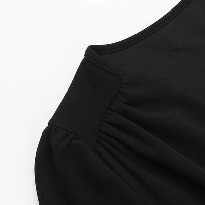Sexy Low Cut Long Sleeve Pleated Mini Dress Women Elegant Wrap Waist Slim Party Vestido Spring Fall Harajuku Y2K Clothes