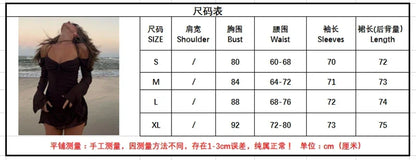 Y2K Fairycore Mesh Halter Dress Chic Flare Sleeve Side Drawstring Ruched Mini Dress Elegant Lady Beach Holiday Club Party