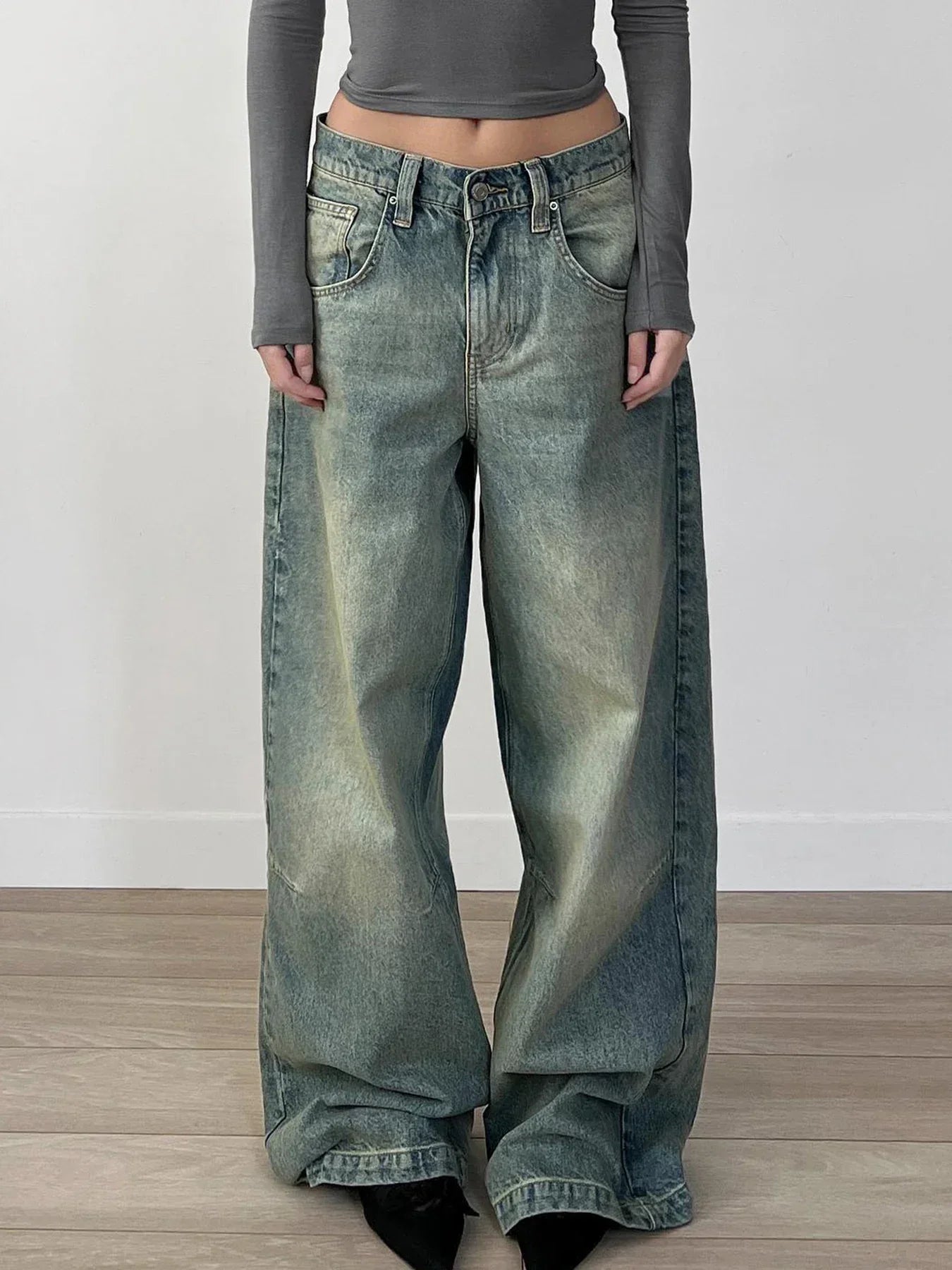 Streetwear y2k Tie Dye Baggy Jeans Women Casual Low Rise Loose Denim Pants Korean Fashion Denim Trousers Retro Mom Jeans