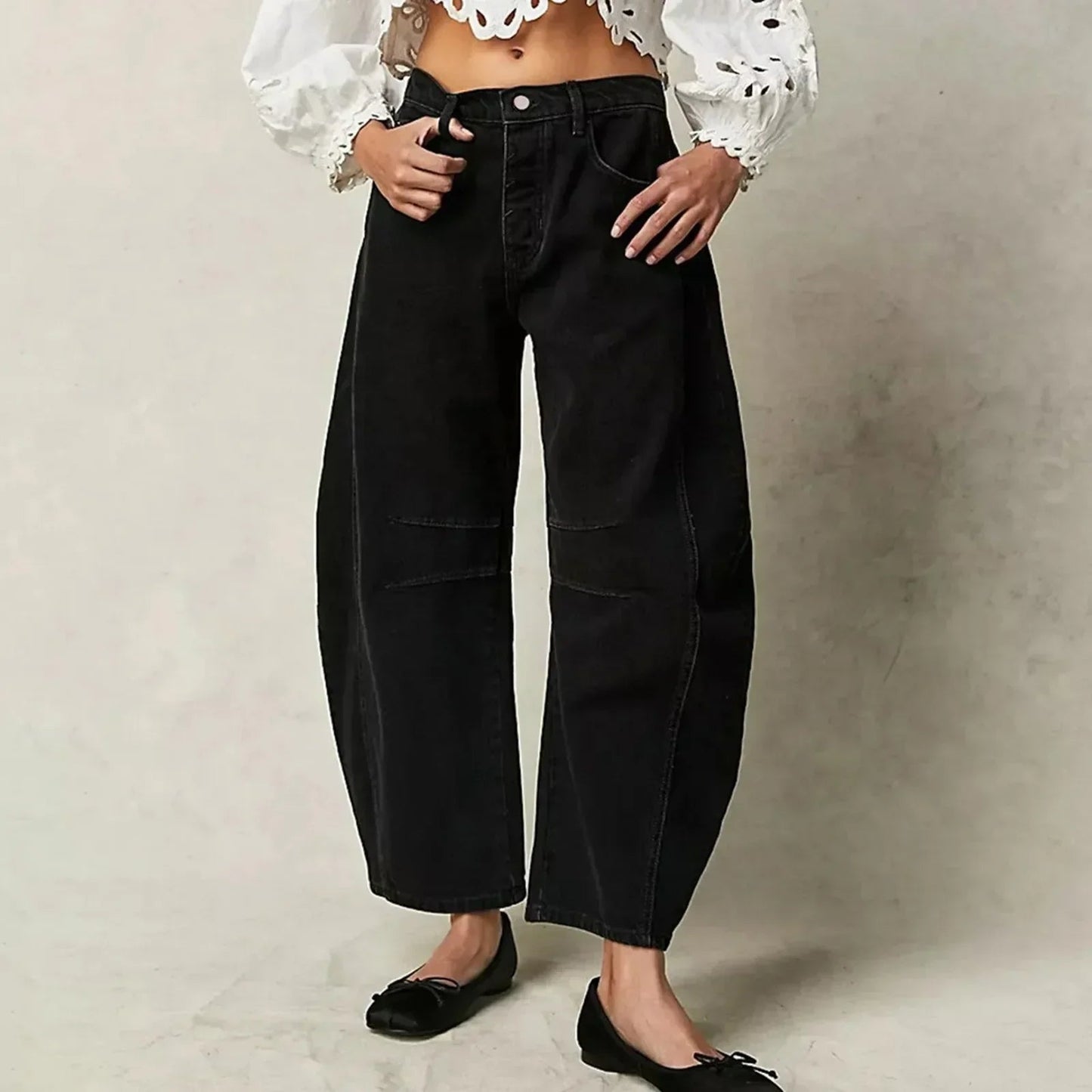 Women's Easy to Wear Solid Wide Leg Baggy Denim Pants | Great for All Seasons