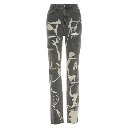 Women's Trendy Ripped Jeans with Holes and Splash Design | Great for Casual Days