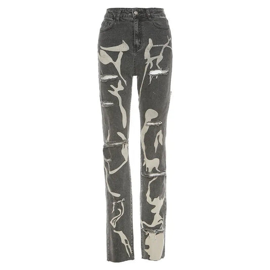 Women's Trendy Ripped Jeans with Holes and Splash Design | Great for Casual Days