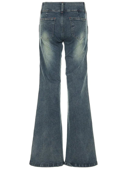 Vintage Button-up Denim Pants Street Style Low Rise Baggy Straight Jeans for Women y2k Aesthetic Loose Denim Trouser 90s