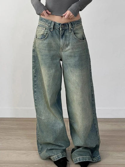 Streetwear y2k Tie Dye Baggy Jeans Women Casual Low Rise Loose Denim Pants Korean Fashion Denim Trousers Retro Mom Jeans