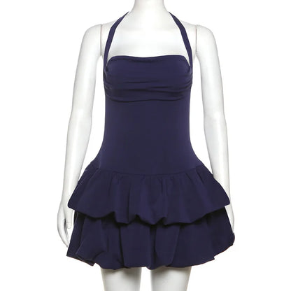 Sexy Backless Spring Mini Dress Women Square Collar Patchwork Bandeau Fashion Solid 2025 New Dress Female Bodycon Dress