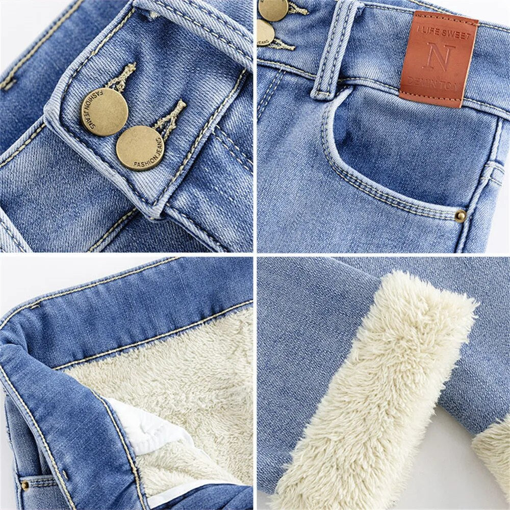 Women's Fleece Mid-Waist Ankle Length Jeans | Great for Everyday Wear