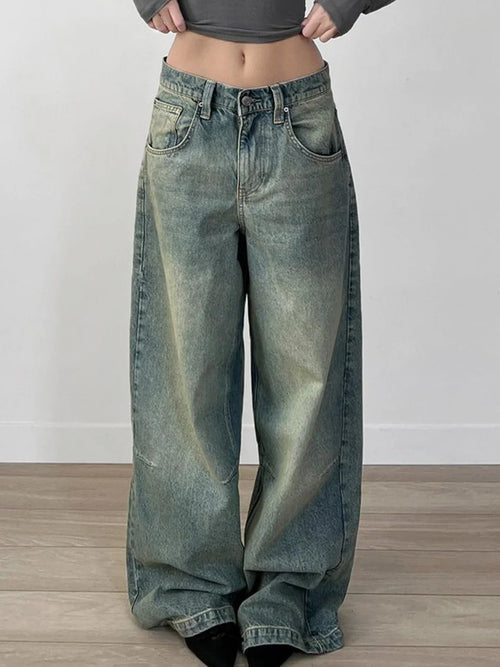 Streetwear y2k Tie Dye Baggy Jeans Women Casual Low Rise Loose Denim Pants Korean Fashion Denim Trousers Retro Mom Jeans