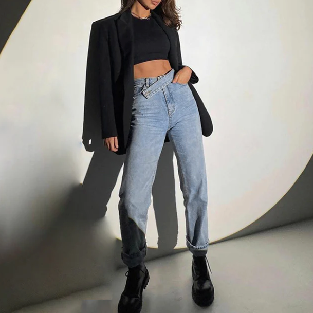 Women's Elegant Sloppy High Waisted Jeans | Great for All Seasons
