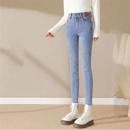 Women's Fleece Mid-Waist Ankle Length Jeans | Great for Everyday Wear