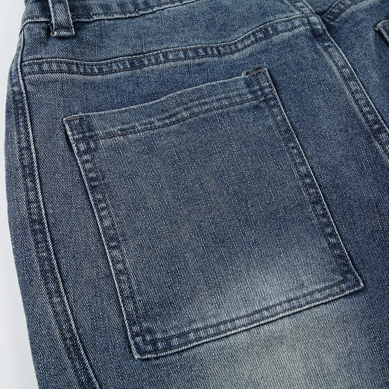 Y2K Low Waisted Washed Flare Jeans Korean Streetwear Blue Slim Fit Denim Pants Fashion Lady Casual Boot Cut Trousers