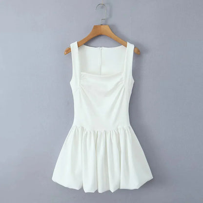 Spring New Pink Sweet Mini Dress Women Square Collar Sleeveless Short A-line Vestidos Elegant Fashion Casual Female Dresses 2025