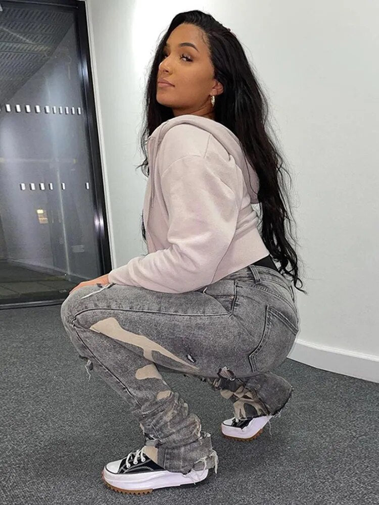 Women's Trendy Ripped Jeans with Holes and Splash Design | Great for Casual Days