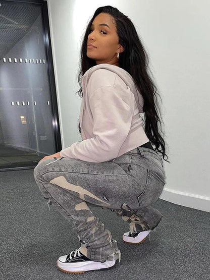 Women's Trendy Ripped Jeans with Holes and Splash Design | Great for Casual Days