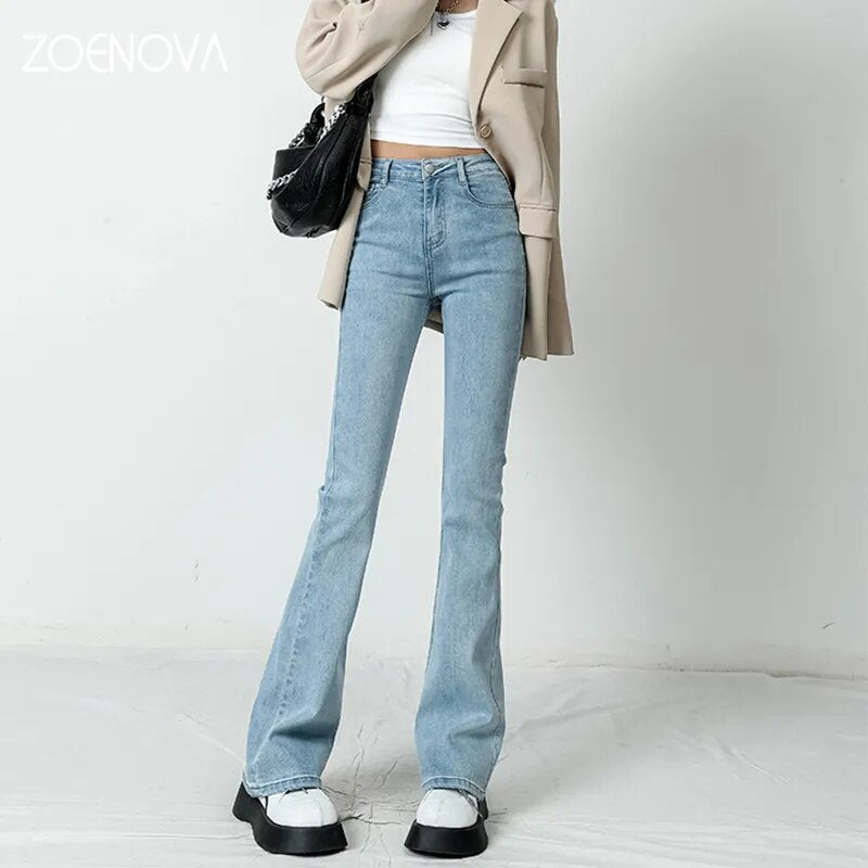 Women's Vintage High-Waist Flared Jeans | Great for All Seasons Wear