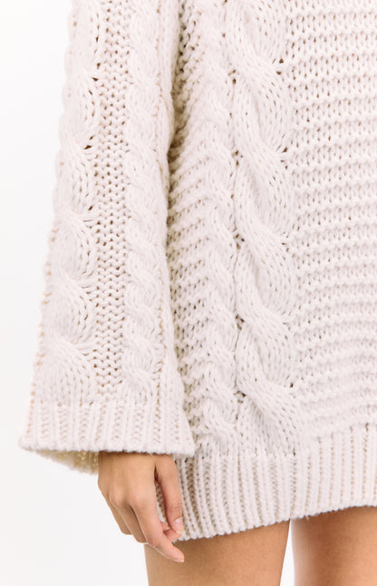Thursdays Cream Cable Knit Sweater Dress