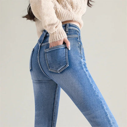 Women's Stretchy Skinny Winter Jeans with Fleece Lining | Great for Casual Days