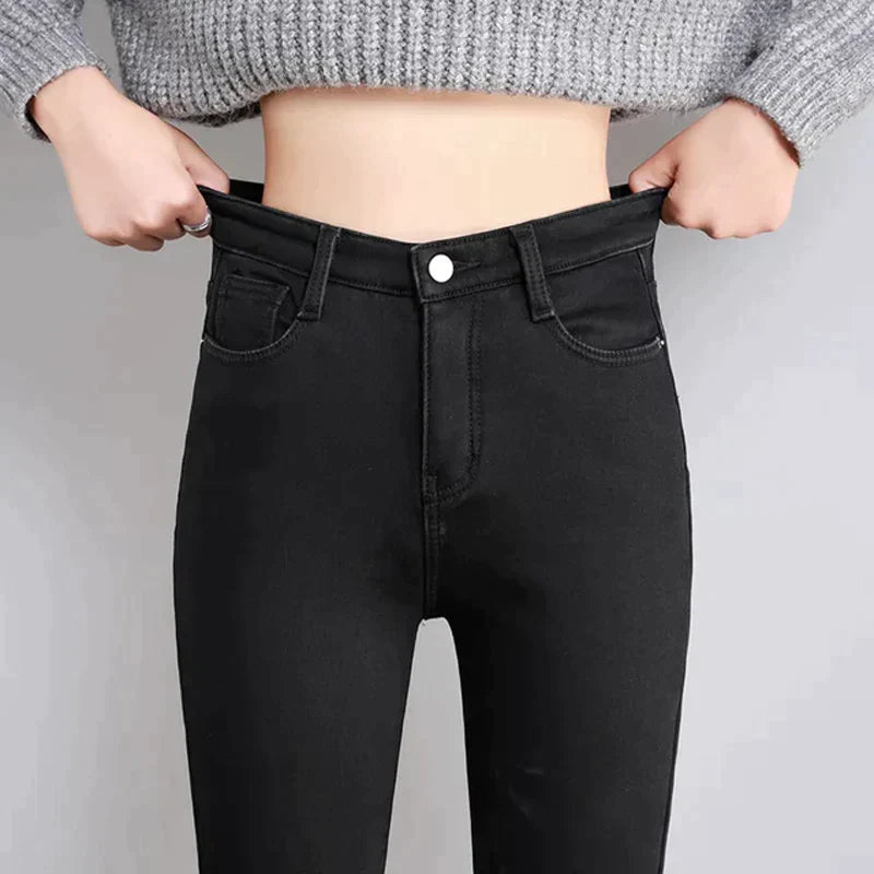 Women's Stretchy Skinny Winter Jeans with Fleece Lining | Great for Casual Days