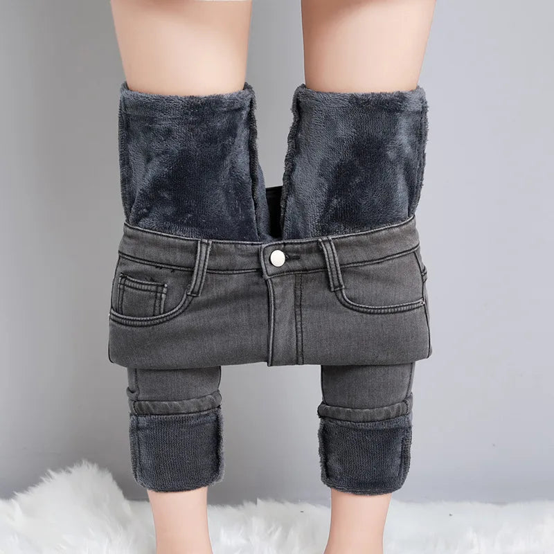 Women's Stretchy Skinny Winter Jeans with Fleece Lining | Great for Casual Days