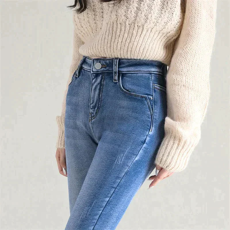 Women's Stretchy Skinny Winter Jeans with Fleece Lining | Great for Casual Days
