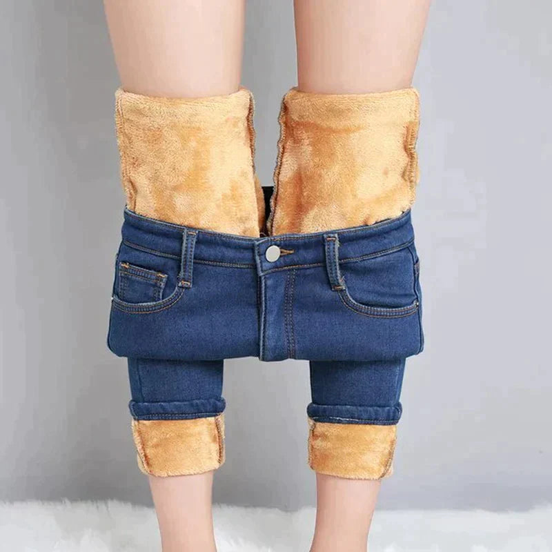 Women's Stretchy Skinny Winter Jeans with Fleece Lining | Great for Casual Days