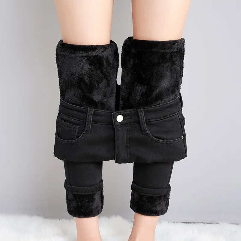 Women's Stretchy Skinny Winter Jeans with Fleece Lining | Great for Casual Days
