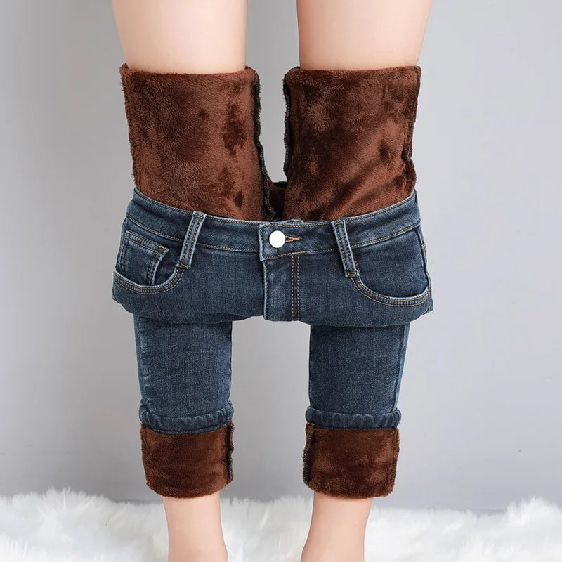 Women's Stretchy Skinny Winter Jeans with Fleece Lining | Great for Casual Days