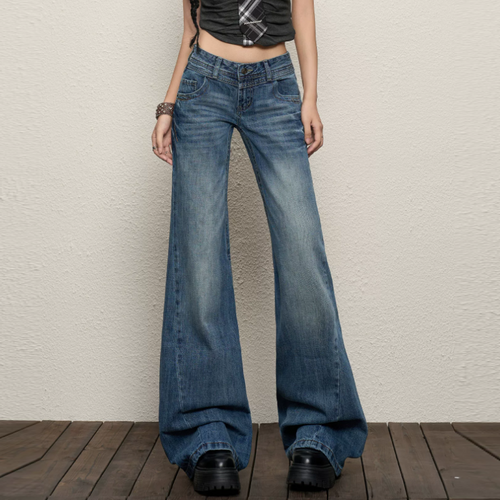 Pocket zip-up button low rise straight leg | Baggy Low Rise Jeans  | Festival Outfits Women