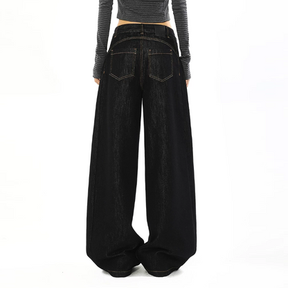 Black button zip-up low rise wide leg | Baggy Low Rise Jeans  | Festival Outfits Women
