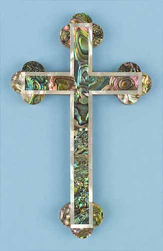 Abalone Cross with Mother of Pearl Edge