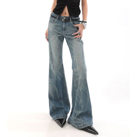 Zip-up button pocket low rise jeans | Baggy Low Rise Jeans  | Festival Outfits Women