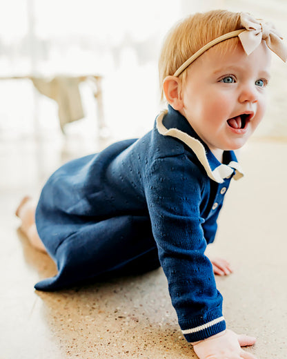 Adeline Ruffle Collar Sweater Knit Baby Dress (Organic Cotton)