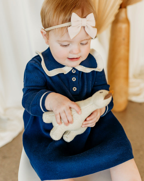 Adeline Ruffle Collar Sweater Knit Baby Dress (Organic Cotton)