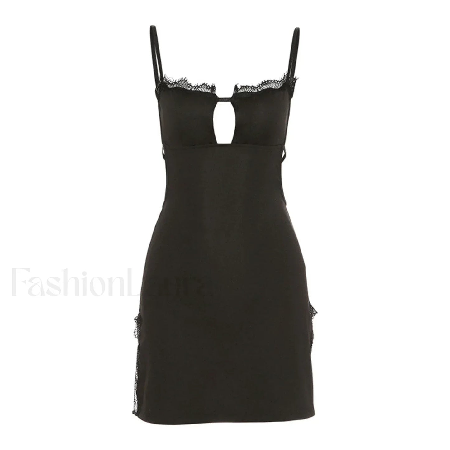 Alluring Eyelash Lace Trim Split Club Mini Dress