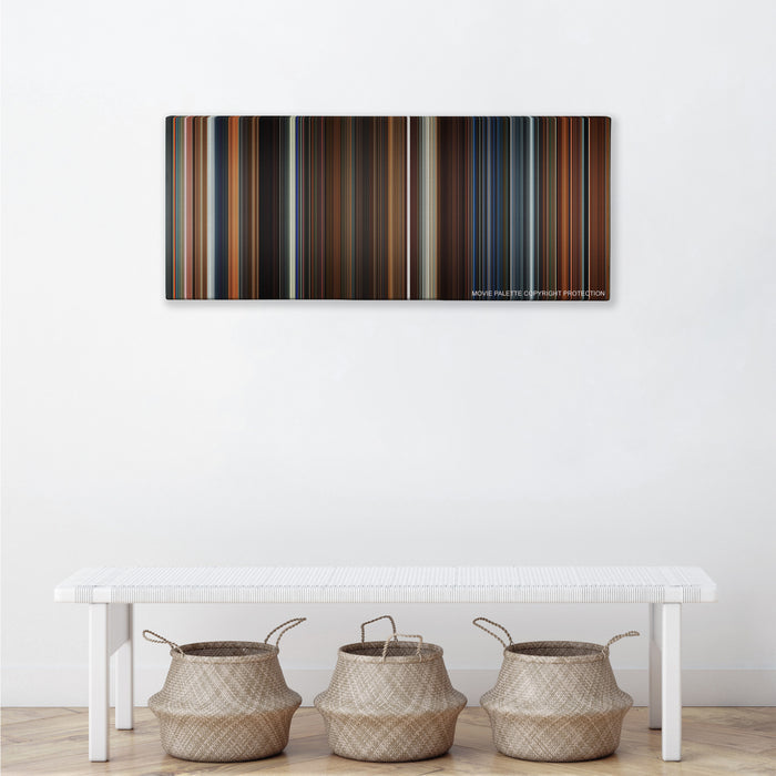 Ant-Man color palette canvas above a white bench with three woven baskets