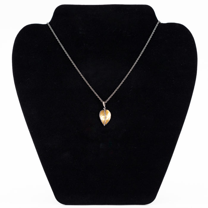Argentium Leaf Charm Sterling Silver Necklace | Jules Jewel Box