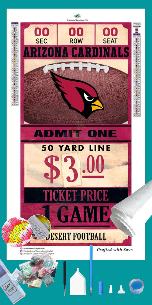 Arizona Cardinals NFL Ticket Diamond Painting-Diamond Painting Hut